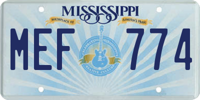 MS license plate MEF774