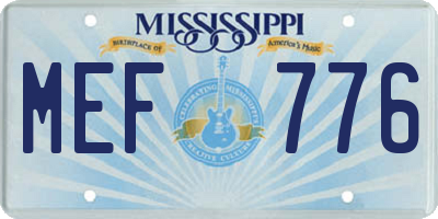 MS license plate MEF776