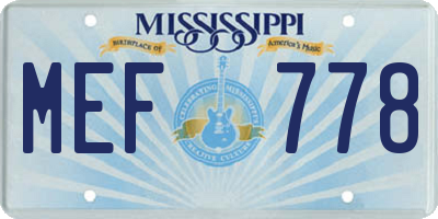 MS license plate MEF778