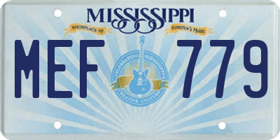 MS license plate MEF779