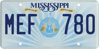 MS license plate MEF780