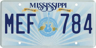 MS license plate MEF784
