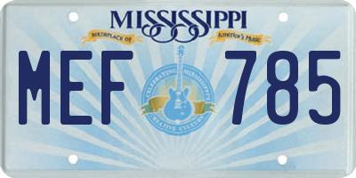 MS license plate MEF785