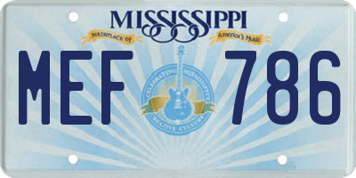 MS license plate MEF786