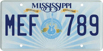 MS license plate MEF789