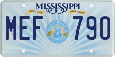 MS license plate MEF790
