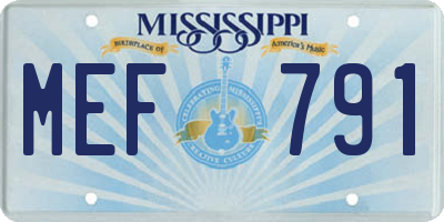 MS license plate MEF791