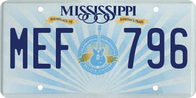 MS license plate MEF796