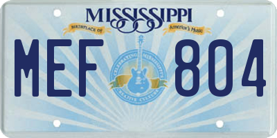 MS license plate MEF804