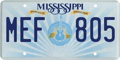 MS license plate MEF805
