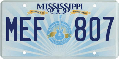 MS license plate MEF807