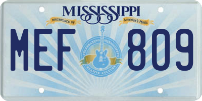 MS license plate MEF809