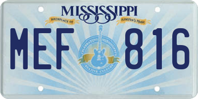MS license plate MEF816