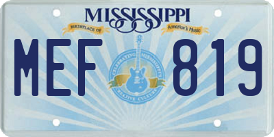 MS license plate MEF819