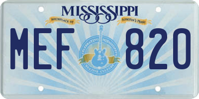 MS license plate MEF820