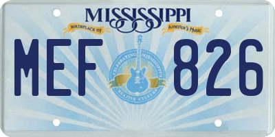 MS license plate MEF826