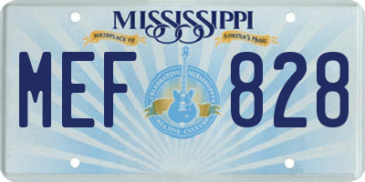 MS license plate MEF828