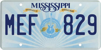 MS license plate MEF829