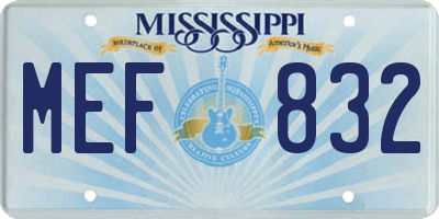 MS license plate MEF832