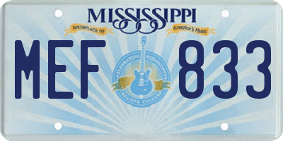 MS license plate MEF833