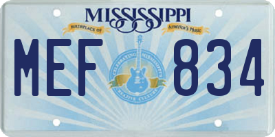 MS license plate MEF834