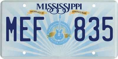 MS license plate MEF835