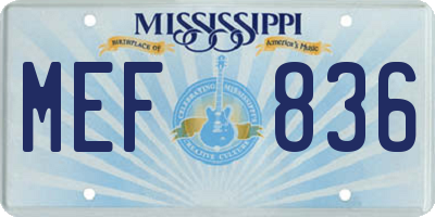 MS license plate MEF836