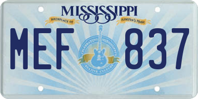 MS license plate MEF837
