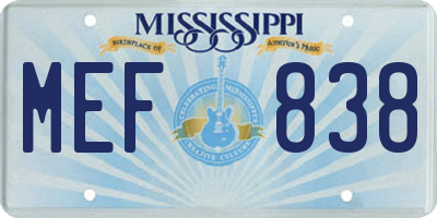 MS license plate MEF838