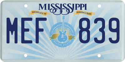 MS license plate MEF839