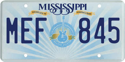 MS license plate MEF845