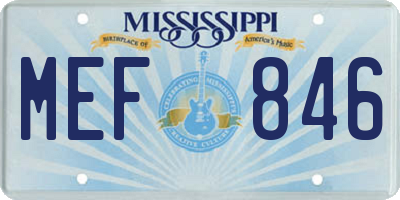 MS license plate MEF846