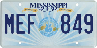 MS license plate MEF849