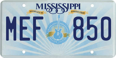 MS license plate MEF850