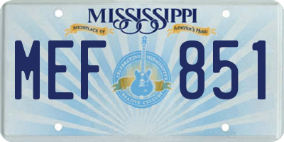 MS license plate MEF851
