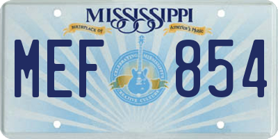 MS license plate MEF854