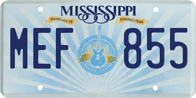 MS license plate MEF855
