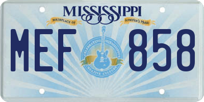 MS license plate MEF858