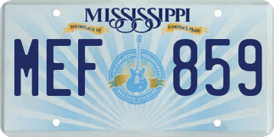 MS license plate MEF859