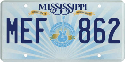 MS license plate MEF862