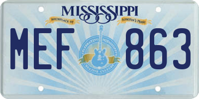 MS license plate MEF863