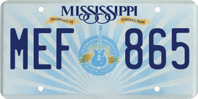 MS license plate MEF865