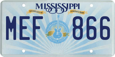 MS license plate MEF866