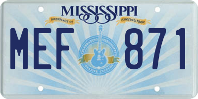 MS license plate MEF871