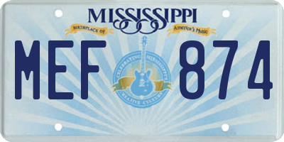 MS license plate MEF874