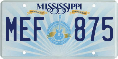 MS license plate MEF875