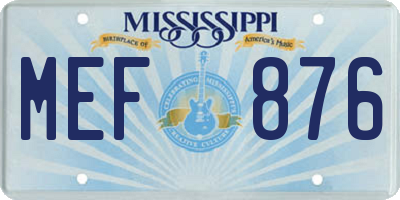 MS license plate MEF876