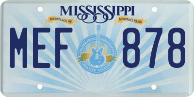 MS license plate MEF878