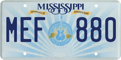 MS license plate MEF880