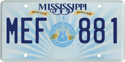 MS license plate MEF881